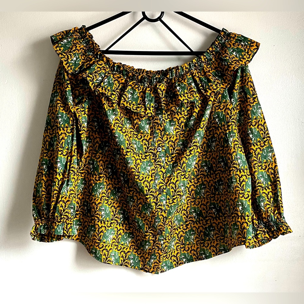 J. CREW Ruffled Elephant Print Blouse - Picture 7 of 15